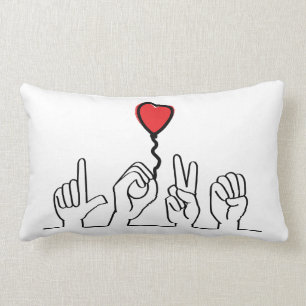 Deaf, sign-language love — love. I love you. Lumbar Cushion