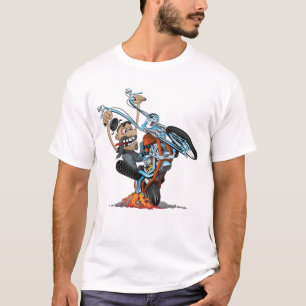 Deal with it -  biker riding a chopper cartoon T-Shirt
