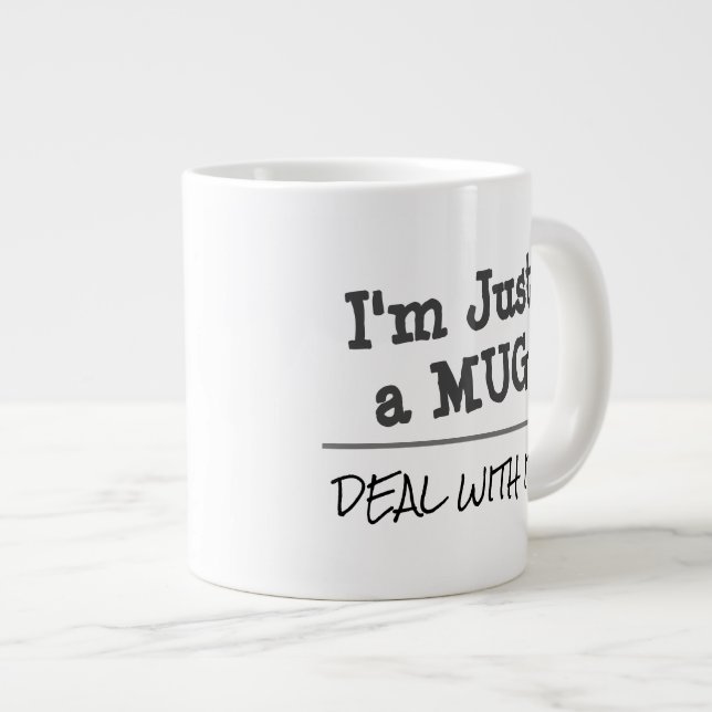 Deal With It Funny Custom Quote Large Coffee Mug (Front Right)