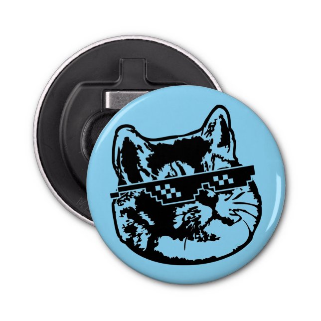 Deal With It Glasses Heavy Breathing Cat Meme Bottle Opener (Front)