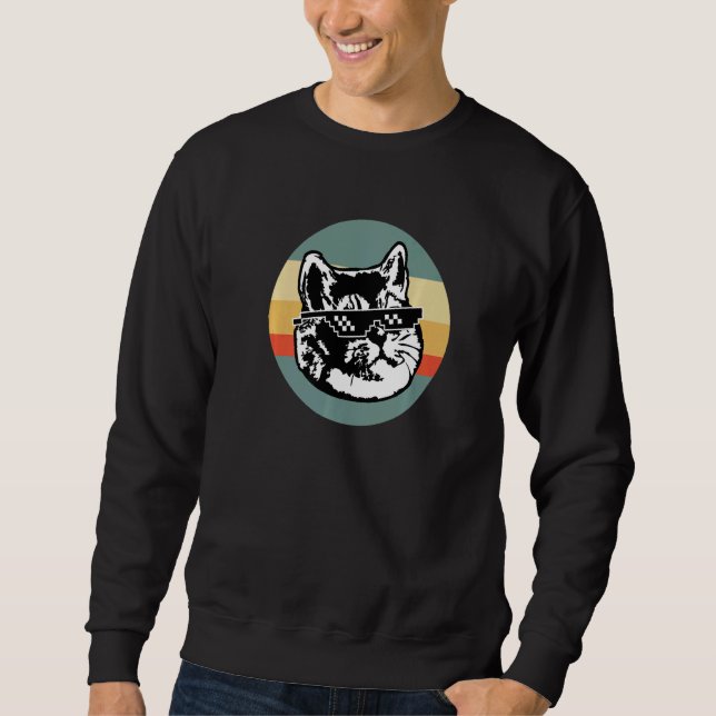 Deal with It Heavy Breathing Cat Sunset   Sweatshirt (Front)
