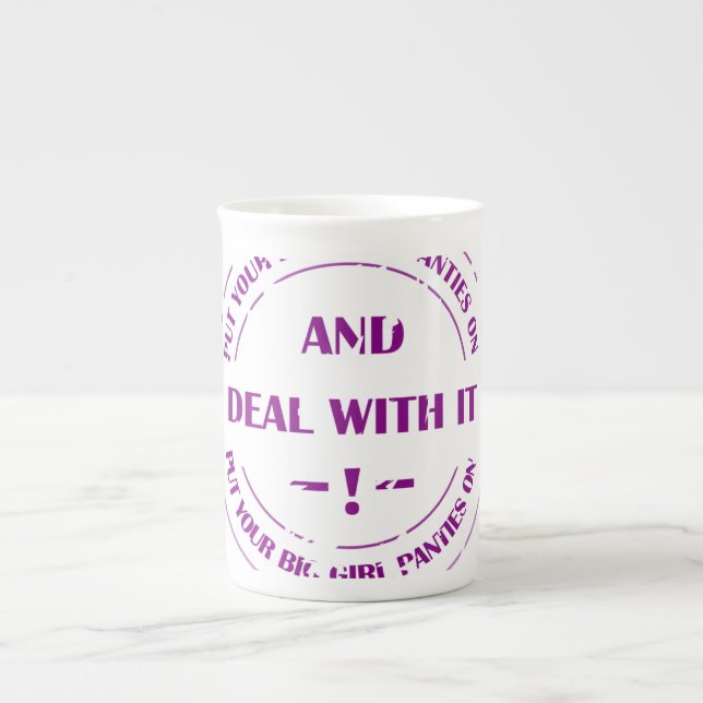 deal with pressure  bone china mug (Front)