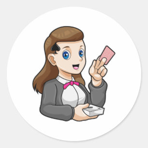 Dealer at Poker Classic Round Sticker