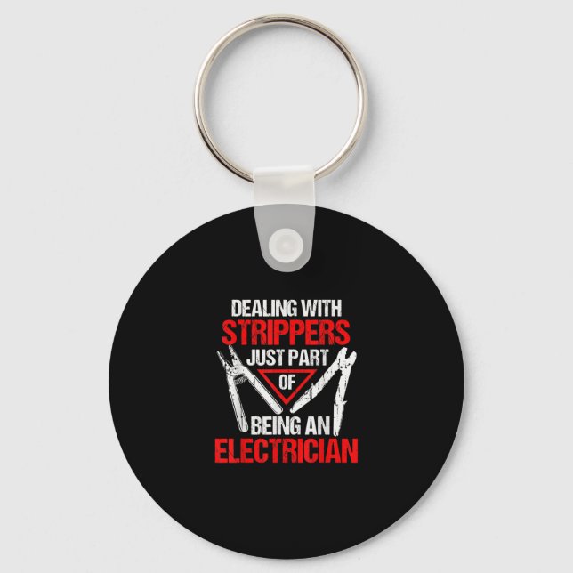 Dealing With Funny Electrician Key Ring (Front)