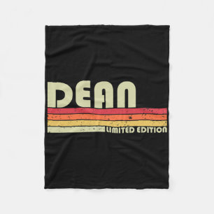 Dean Name Personalised Retro Vintage 80s 90s Birth Fleece Blanket