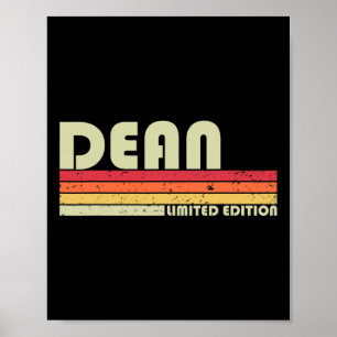Dean Name Personalised Retro Vintage 80s 90s Birth Poster