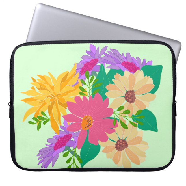 Deanna Day iPad Electronics Bag Floral Seafoam (Front)