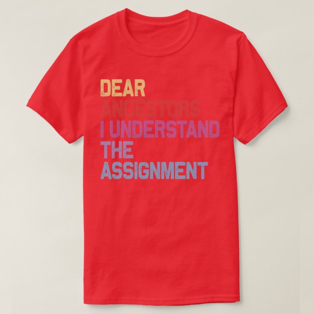 Dear Ancestors I Understand The Assignment T-Shirt (Design Front)