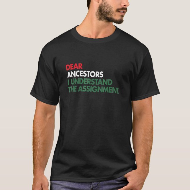 Dear Ancestors I Understand The Assignment T-Shirt (Front)