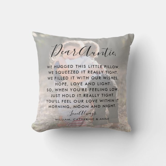 Dear Auntie Aunt Custom Message Photo Mother's Day Cushion (Front)