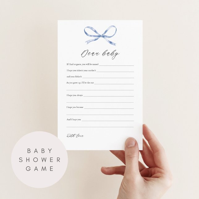 Dear Baby Baby Shower Game Card with Blue Bow (Creator Uploaded)