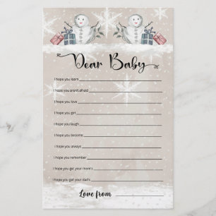 Dear Baby Snowman baby shower game