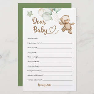 Dear Baby Teddy Bear Baby Shower