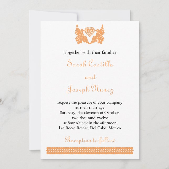 Dear Birds Papel Picado wedding invitation (Front)