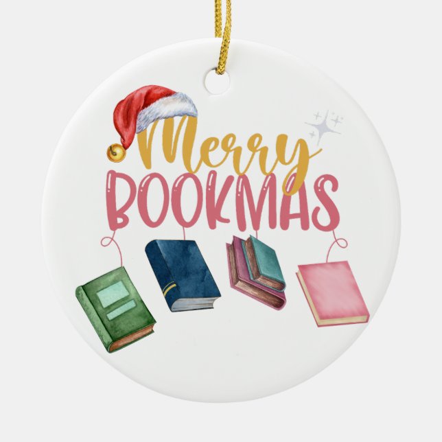 Dear bookworms, Merry Bookmas! Ceramic Ornament (Front)