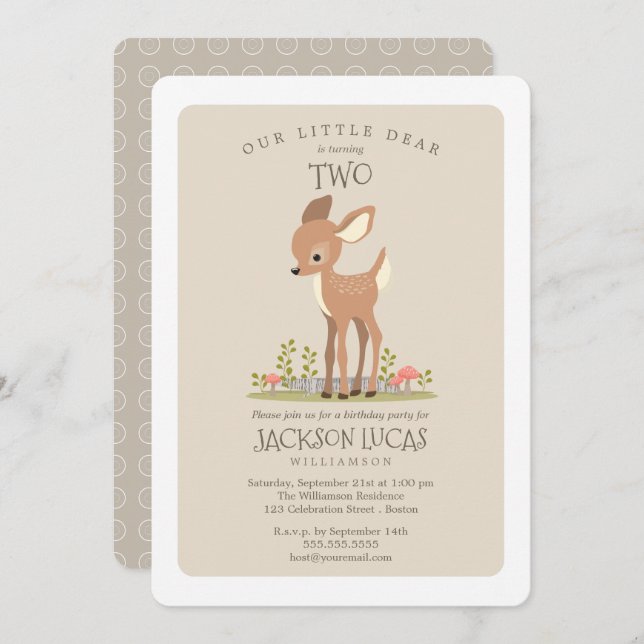 Dear Boy Little Deer Child's Birthday Party Invitation (Front/Back)
