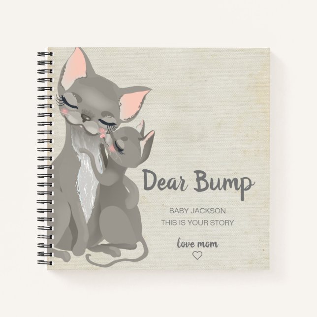 Dear Bump Kitten Keepsake Pregnancy Journal (Front)