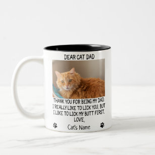 Dear Cat Dad, Personalised cat's photo and name Two-Tone Coffee Mug