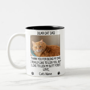 Dear Cat Dad, Personalised cat's photo and name Two-Tone Coffee Mug