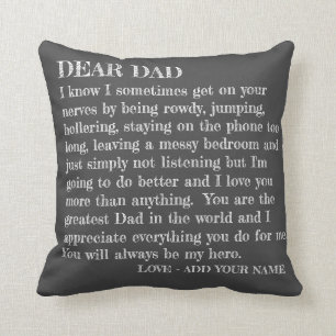 Dear Dad Funny Love Daughter Letter Personalized Cushion