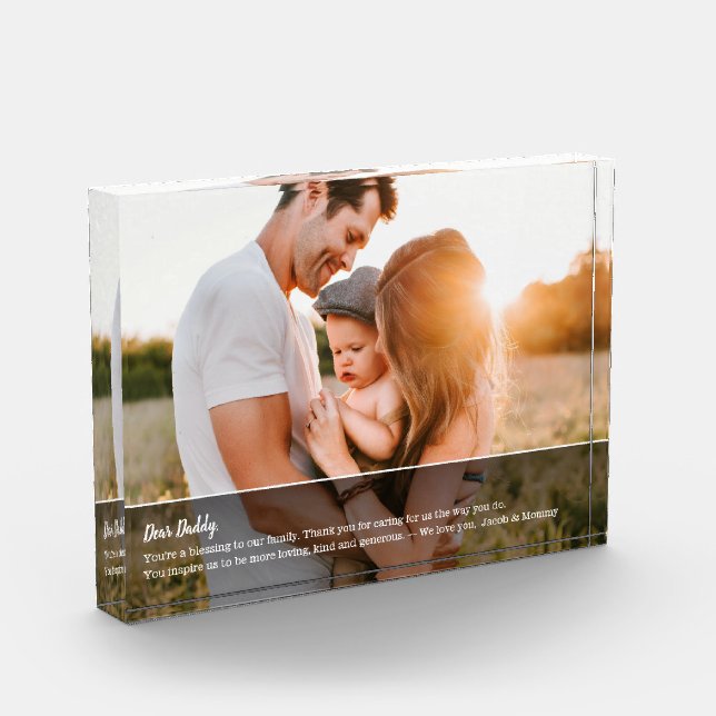 Dear Dad Personalised Photo Message Keepsake Block (Left)