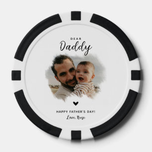 Dear Daddy Modern Photo Heart Father's Day Poker Chips