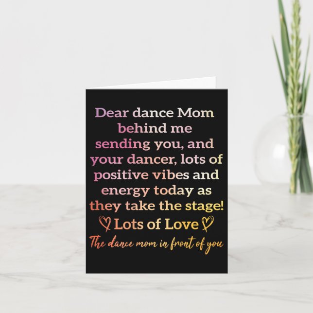 Dear Dance Mum Behind Me Sending You Funny Retro ( Card (Front)