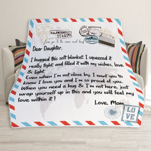 Dear Daughter Blanket, Gift for Daughter Fleece Blanket