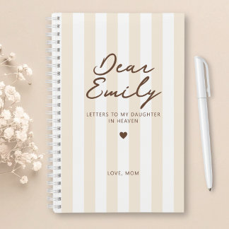 Dear Daughter Grief Journal in Beige Stripe