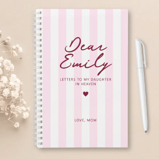 Dear Daughter Grief Journal in Pink Stripe
