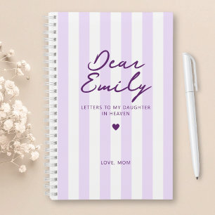 Dear Daughter Grief Journal in Purple Stripe