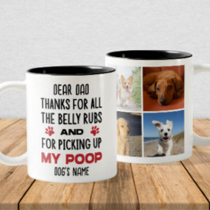 Dear Dog Dad - Funny Custom Dog Photos & Name Two-Tone Coffee Mug
