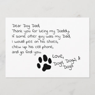 Dear Dog Dad Mum Customisable Pet Name Card