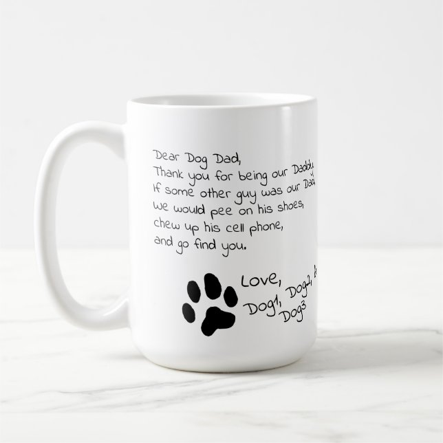 Dear Dog Dad Mum Multiple Pet Names Coffee Mug (Left)