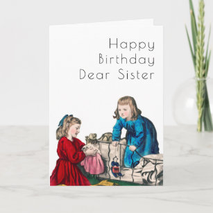 Dear Favourite Sister Vintage Art Deco Birthday Card