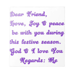 "Dear Friend" Festive Season Greeting Notepad