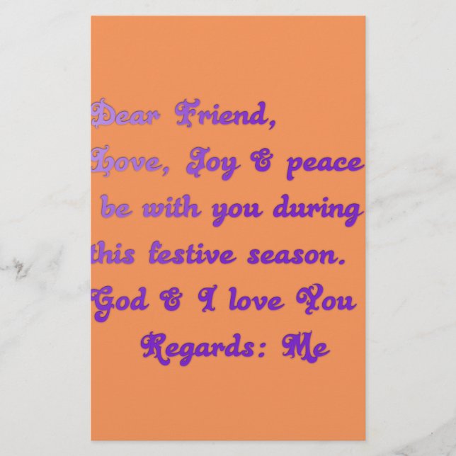 "Dear Friend" Festive Season Greeting Stationery (Front)