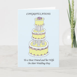 Dear Friend & Wife on Wedding Day Congratulations Card
