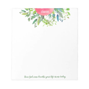 Dear God, come breathe your life Greenery Notepad