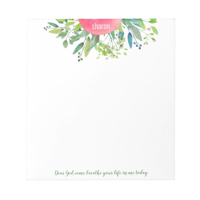 Dear God, come breathe your life Greenery Notepad (Front)