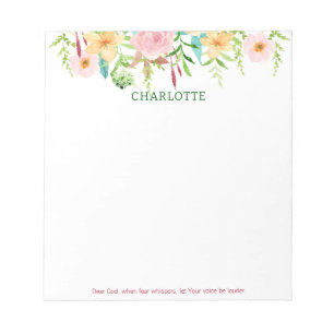 Dear God prayer Spring Floral Watercolor Notepad