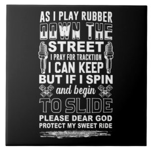 Dear God Protect My Sweet Ride Biker Gift Ceramic Tile