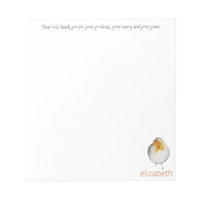Dear God, thank you Bird Notepad (Front)