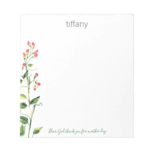 Dear God, thank you Floral Stem Notepad