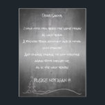 Dear good Santa Holiday Postcard<br><div class="desc">Funny greetings and wishes to Santa Claus in front of a chalkboard background.
Back is provided with white Liniatur.</div>