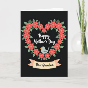 Dear Grandma Floral Wreath Card