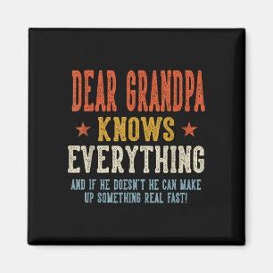 Dear grandpa knows everything father's day retro magnet