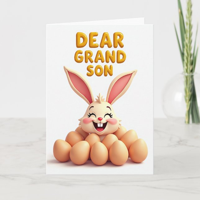 Dear Grandson Rabbit Art Card (Front)