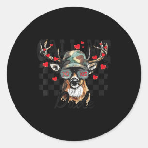 Dear Hunting Valentines Day Call Me Dude Valentine Classic Round Sticker