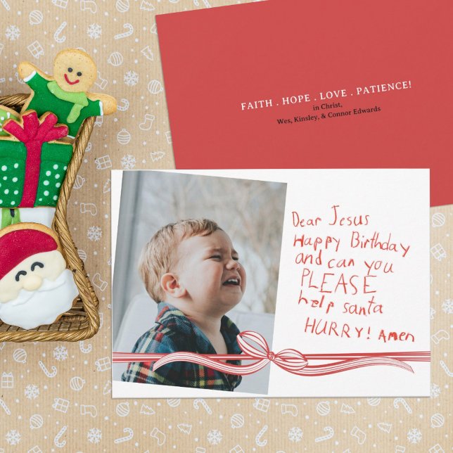 "Dear Jesus" Crayon note Photo Christmas Card (Creator Uploaded)